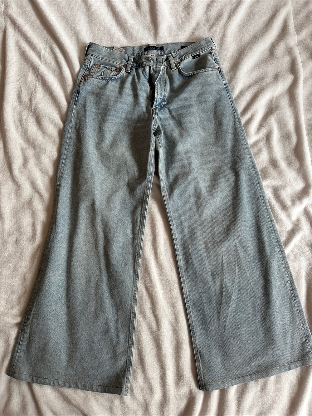 Mavi Women’s Pale Blue Low-Rise Wide Leg Jeans